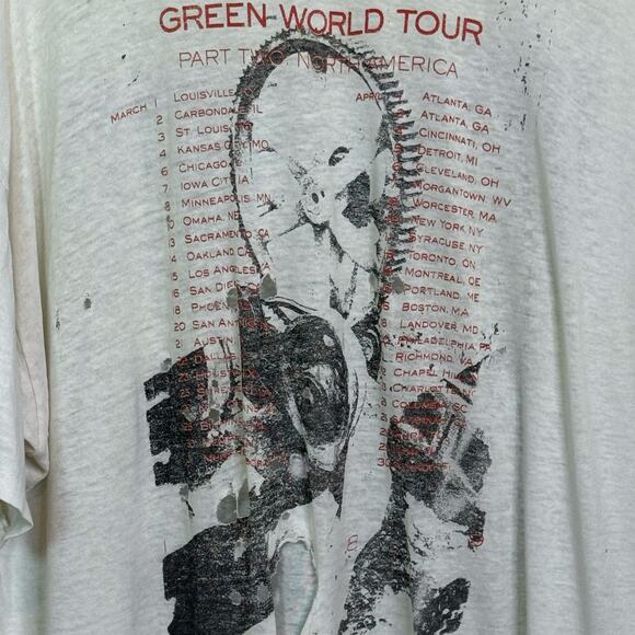 Vintage 1989 R.E.M Green World Tour Part Two North America Concert Band T-Shirt - Picture 7 of 7